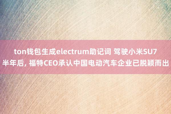 ton钱包生成electrum助记词 驾驶小米SU7半年后, 福特CEO承认中国电动汽车企业已脱颖而出