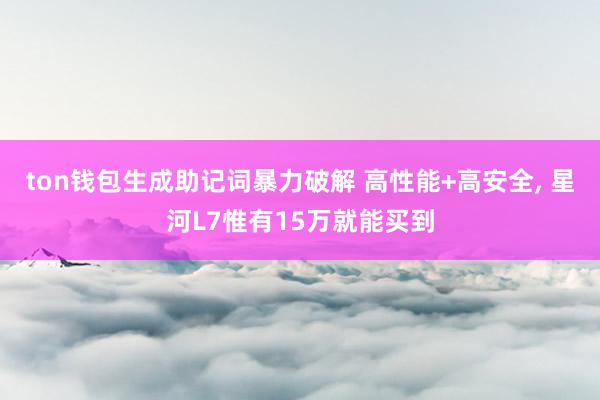 ton钱包生成助记词暴力破解 高性能+高安全, 星河L7惟有15万就能买到